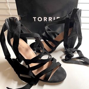 Torrid black strappy lace-up heel